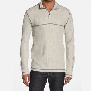Washed Stoned & Beaten Vintage 1946 Drop Needle 1/4 Zip Beige Pullover NEW Large